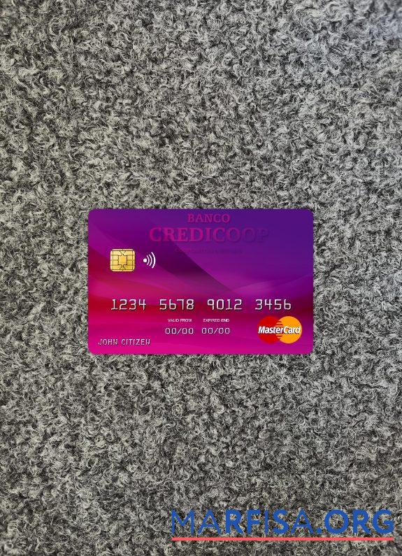 Realistic Argentina bank Credicoop mastercard photolook front sample